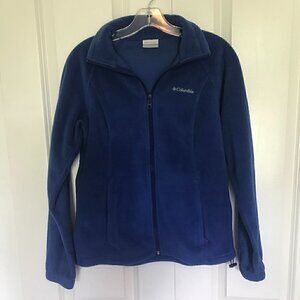 Columbia royal blue fleece zippered jacket, 2 front pockets, cinch at hem, S